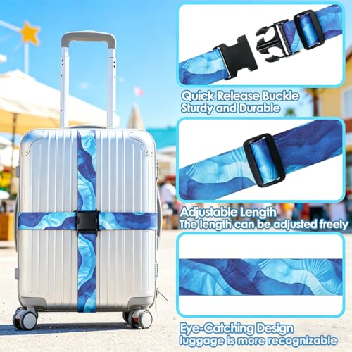 4 Pack Luggage Straps for Suitcases Adjustable Luggage Belt Suitcase Strap Travel Bag Accessories (Sky Blue(4 Pack)) - color: Sky Blue(4 Pack)