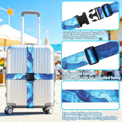 4 Pack Luggage Straps for Suitcases Adjustable Luggage Belt Suitcase Strap Travel Bag Accessories (Sky Blue(4 Pack)) - color: Sky Blue(4 Pack)