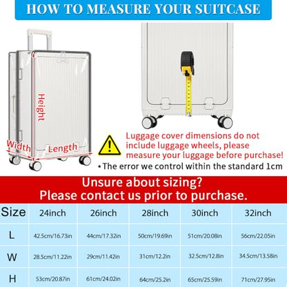 Yotako Clear Luggage Cover Protector with Front Pocket Zipper 24 Inch - color: 80%clear 20%grey, size: 24inch