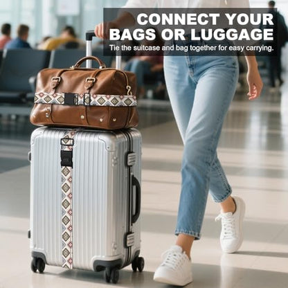 2 Pack Luggage Straps, Adjustable Cute Printing with Combination Lock Luggage Straps for Women Men Travel School Business Trips-Boho - color: Boho
