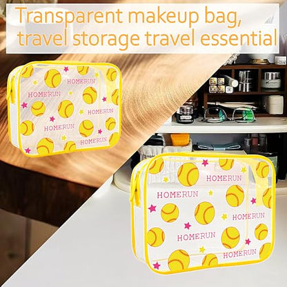 TSA Approved Toiletry Bag-2Pack,Clear Makeup Bags - color: Yellow Baseball-2pcs