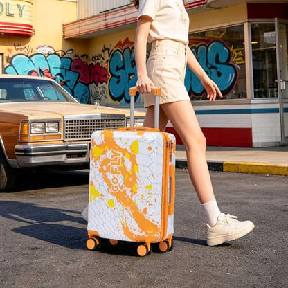 Merax 3 Piece Luggage Set 20/24/28 Inch, PC Carry On Checked Suitcase Sets - color: Orange-PC, style: 20/24/28