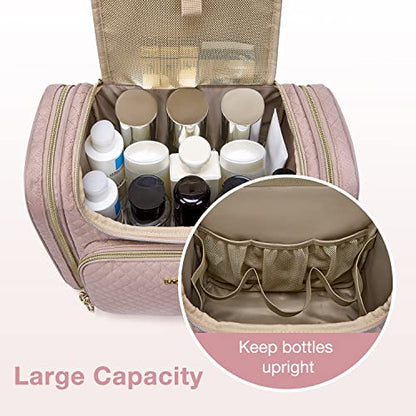 BAGSMART Women's Travel Toiletry Bag, Water-resistant Large Capacity, Pink - color: Pink