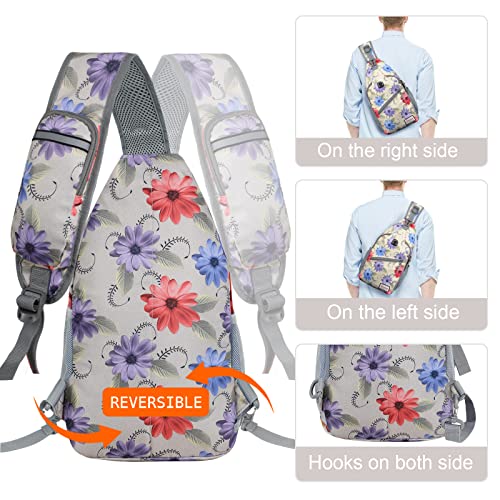 ZOMAKE Sling Bag,Small Crossbody Sling Backpack Shoulder Daypack for Travel - color: Chrysanthemum, size: 8L