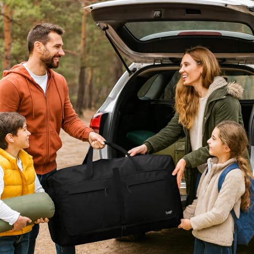 Bago Travel Duffle Bag for Women & Men. Extra Large Foldable Duffel Bags - color: All Black, size: 140L