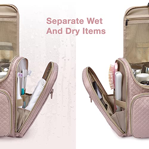 BAGSMART Women's Travel Toiletry Bag, Water-resistant Large Capacity, Pink - color: Pink