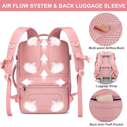 EZUOLA Carry on Travel Backpack for Women, Personal Item Travel Bag - color: Pink, size: Large-25L