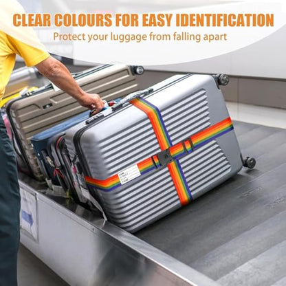 BILIONE Luggage Straps for Suitcases, Adjustable Lockable Suitcase Straps - color: Lucky Purple, size: 4 Pack