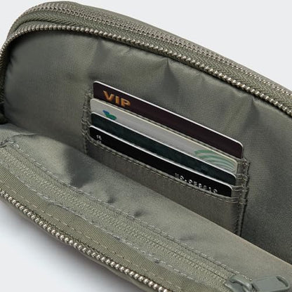 Pander Nylon Fanny Pack Belt Bag for Women with 5 Zipper Pockets - color: Grey Sage