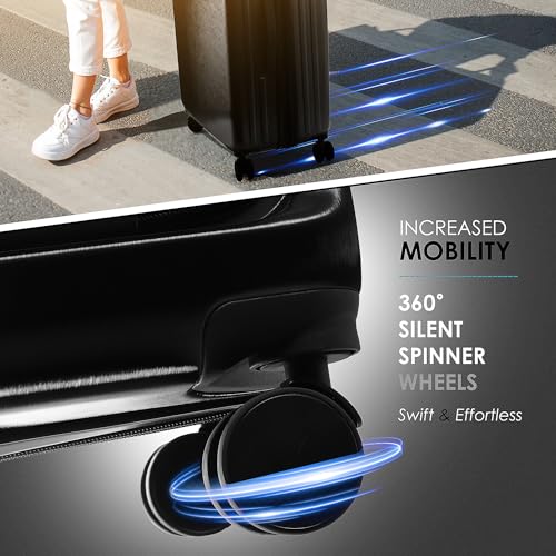TRAVELARIM Hard Shell Luggage Sets with Spinner Wheels 4 Piece, Expandable Large Suitcases with TSA Lock, Travel Large Suitcase Set, Black Luggage Set - color: Black, size: 4 Piece Set (20/24/28)