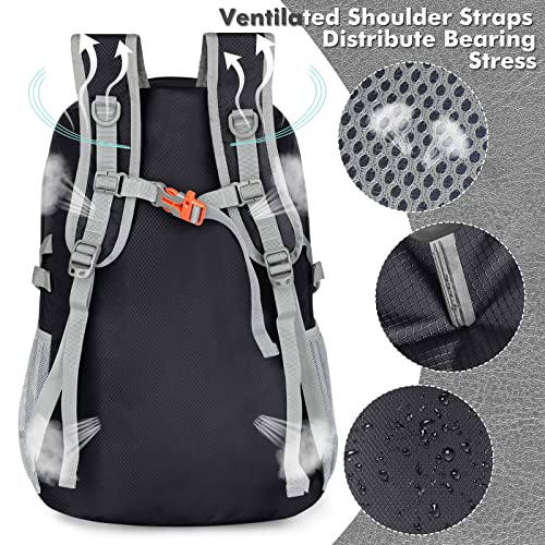 ZOMAKE Lightweight Packable Backpack 30L, Foldable Travel Hiking Daypack - color: A-black, size: 30L