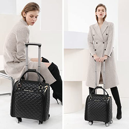 feilario 가죽 소프트사이드 롤링 더플 휴대용 수하물, B-블랙, 비즈니스 - color: B-블랙, size: 16in