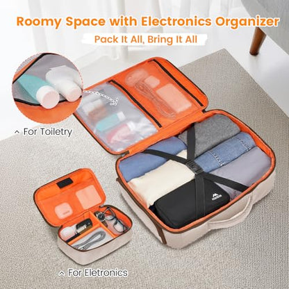 MATEIN Personal Item Travel Backpack, Carry on Bag with Electronics Case - color: Light Khaki, size: Large