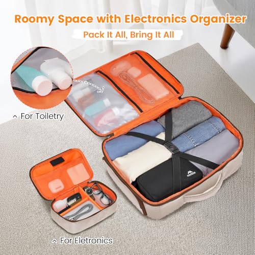 MATEIN Personal Item Travel Backpack, Carry on Bag with Electronics Case - color: Light Khaki, size: Large