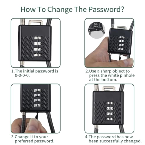 H12 (1 Pack) 4-Digit Combination Cable Padlock with 32 inch (80 cm) Flexible Steel Cable, Small Lock for Locker,Luggage, Backpack,Cabinet,Gym Bag,Toolbox,Travel,Black - size: 80cm(32 inch Cable)