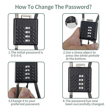 H12 (1 Pack) 4-Digit Combination Cable Padlock with 32 inch (80 cm) Flexible Steel Cable, Small Lock for Locker,Luggage, Backpack,Cabinet,Gym Bag,Toolbox,Travel,Black - size: 80cm(32 inch Cable)