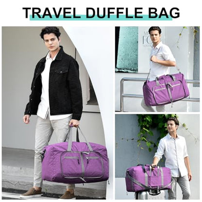 Dimayar 40L Foldable Duffle Bag, Travel & Weekender, Overnight, Gym - color: Purple, size: 40L