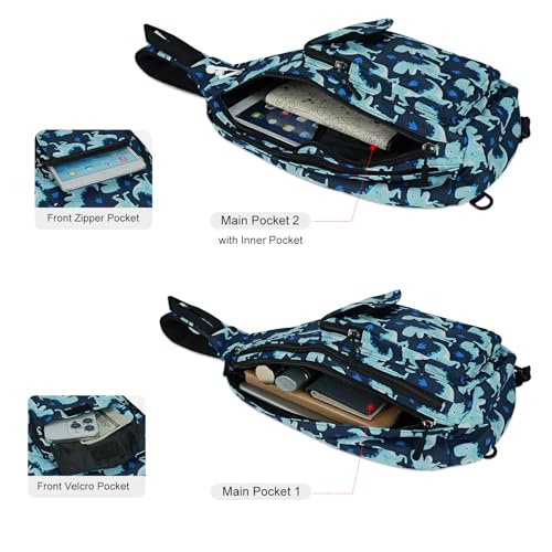 Sling Bag for Women Crossbody Chest Bag Convertible from Left to Right, Water Repellent Gym Backpack, Anit Theft - color: Dinosaur