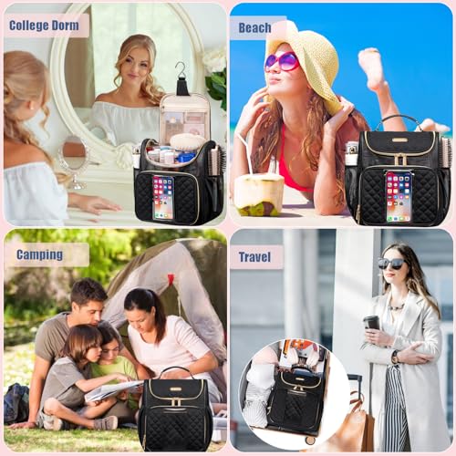 Otevan Large Toiletry Bag for Women Men,Quick Dry Hanging Toiletry Bag - color: Black