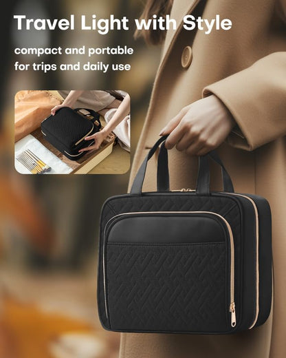 HOTOR Hanging Travel Toiletry Bag Women Men, Black, Medium - color: Black, size: Medium