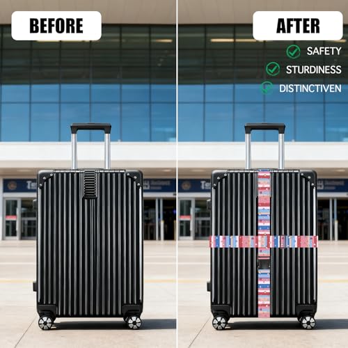 Nuxovilar Luggage Straps Set for Suitcase 1.96x71in Polyester - color: YLU10323, size: 1.96"x70.86"