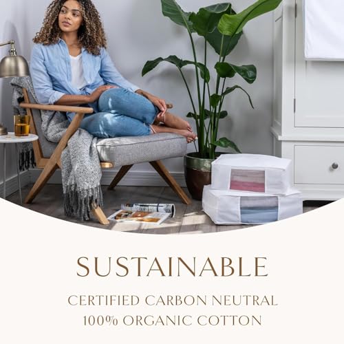 Hayden Hill Luxury Organic Cotton Sweater Storage Bag For Cashmere 15 Inch - color: White