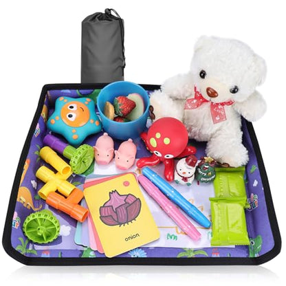 Kids Tray Table Cover, Airplane Tray Cover with Pockets - color: Blue