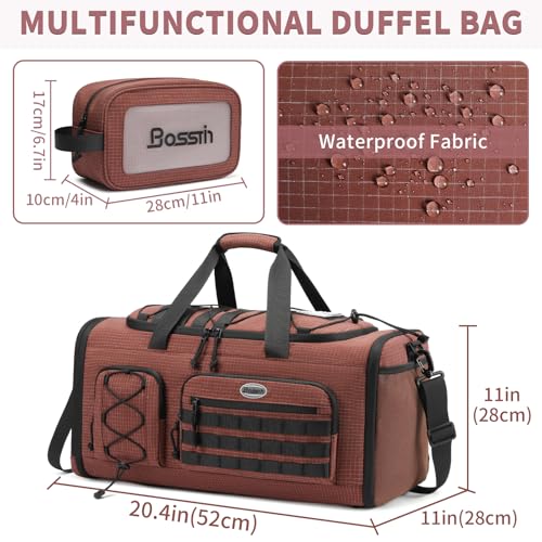 BOSSTIN Gym Bag for Men & Women, 45L-50L Expandable Sports Duffle Bag - color: Coffee Checkered