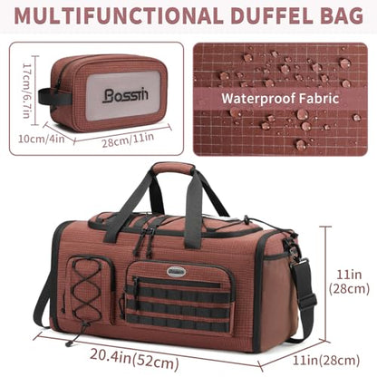 BOSSTIN Gym Bag for Men & Women, 45L-50L Expandable Sports Duffle Bag - color: Coffee Checkered