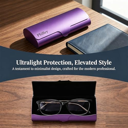 Philley Aluminum Ultra-Light Eyeglasses Slim Reading Glasses Case - color: Purple
