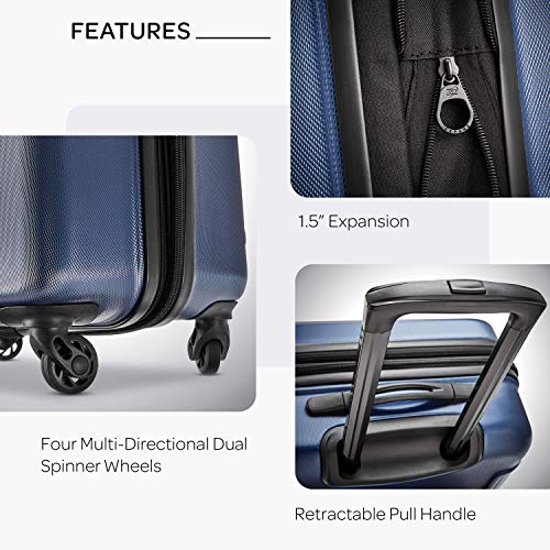 American Tourister Moonlight Hardside Expandable Luggage with Spinner Wheels, Navy, Checked-Medium 24-Inch - color: Navy, size: Checked-Medium 24-Inch