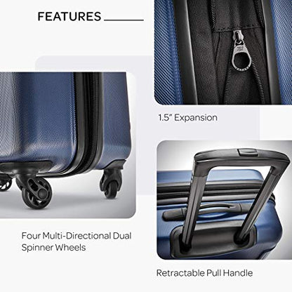 American Tourister Moonlight Hardside Expandable Luggage with Spinner Wheels, Navy, Checked-Medium 24-Inch - color: Navy, size: Checked-Medium 24-Inch
