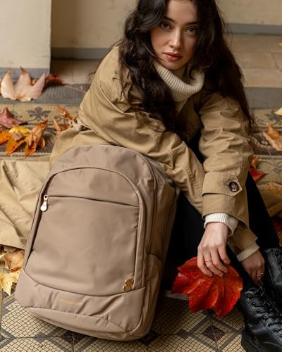 LIGHT FLIGHT Travel Backpack for Women, 17.3 inch Laptop Daypack - color: Champagne, size: 17.3 Inch without Wheels