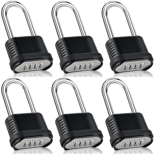 4 Digit Heavy Duty Combination Lock - 105mm Long Shackle Weatherproof - style: 6pcs Long-Black-1