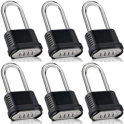 4 Digit Heavy Duty Combination Lock - 105mm Long Shackle Weatherproof - style: 6pcs Long-Black-1