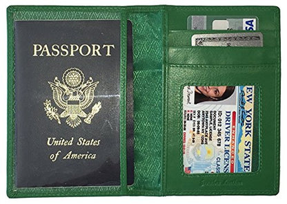 Personalized Monogrammed Emerald Green Leather RFID Passport Wallet - color: Emerald Green, style: Minimalist