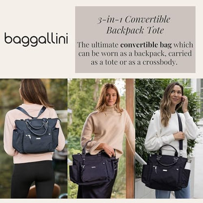 3-in-1 Convertible Backpack Tote Handbag - 15x12" Lightweight Travel Bag w/ RFID Phone Wristlet - color: Black
