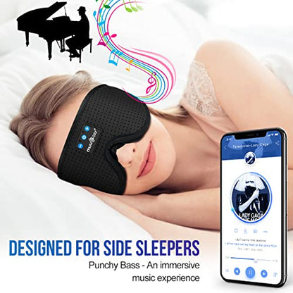 MUSICOZY 3D Sleep Headphones Bluetooth 5.4 Breathable Sleep Eye Mask - color: Black