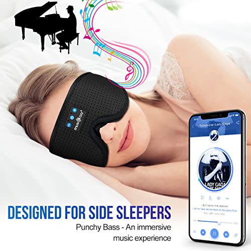 MUSICOZY 3D Sleep Headphones Bluetooth 5.4 Breathable Sleep Eye Mask - color: Black