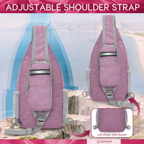 ZOMAKE Sling Bag,Small Crossbody Sling Backpack Shoulder Daypack for Travel - color: Purple, size: 7L