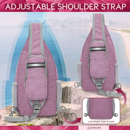 ZOMAKE Sling Bag,Small Crossbody Sling Backpack Shoulder Daypack for Travel - color: Purple, size: 7L