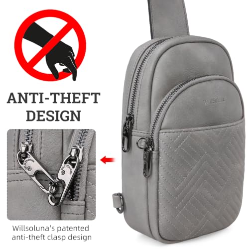 Leather Crossbody Bags for Women Small Anti Theft Sling Purse - color: Twilight Grey