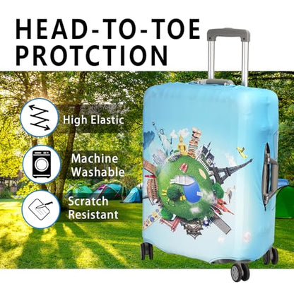 Travel Luggage Cover Protector Stretchable,Washable&Anti-Scratch,Fits 18-32 Inch case (Blue goes on a trip, XL(29-32 inch)) - color: Blue goes on a trip, size: XL(29-32 inch)