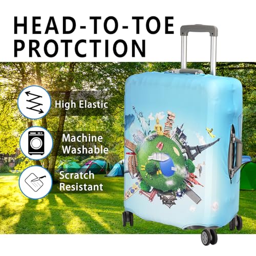 Travel Luggage Cover Protector Stretchable,Washable&Anti-Scratch,Fits 18-32 Inch case (Blue goes on a trip, S(18-21 inch)) - color: Blue goes on a trip, size: S(18-21 inch)