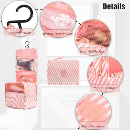L&FY Hanging Travel Toiletry Bag For Women Travel Makeup Cosmetic Organizer Pouch Men's Dopp Kits With Handle,Hook