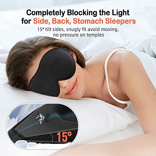 LitBear Sleep Mask for Side Sleeper Women Men, Eye Mask for Sleeping - color: Black
