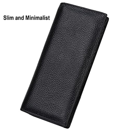 Lavemi Ultra Slim Thin Leather Women Wallet RFID Blocking Credit Card Holder Bifold Long Ladies Billfold - color: 2- Black