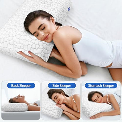 CushZone Memory Foam Pillow, Bed Pillow Neck Pillow for Sleeping - size: King Size