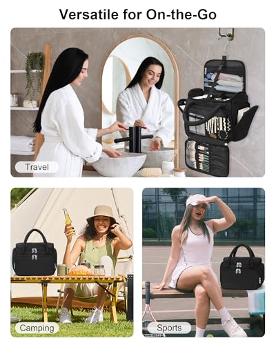 Travel Toiletry Bag with Hanging Hook for Full Sized Container - color: Black, size: X Large