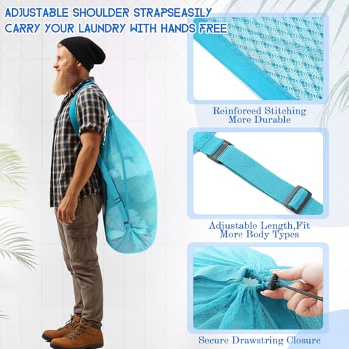 4 Pcs Large Mesh Laundry Bag with Adjustable Drawstring Closure 24 x 36 Inches Travel Laundry Bags for Dirty Clothes Machine Travel Washable College Dorm Sports (Classic) - color: Classic